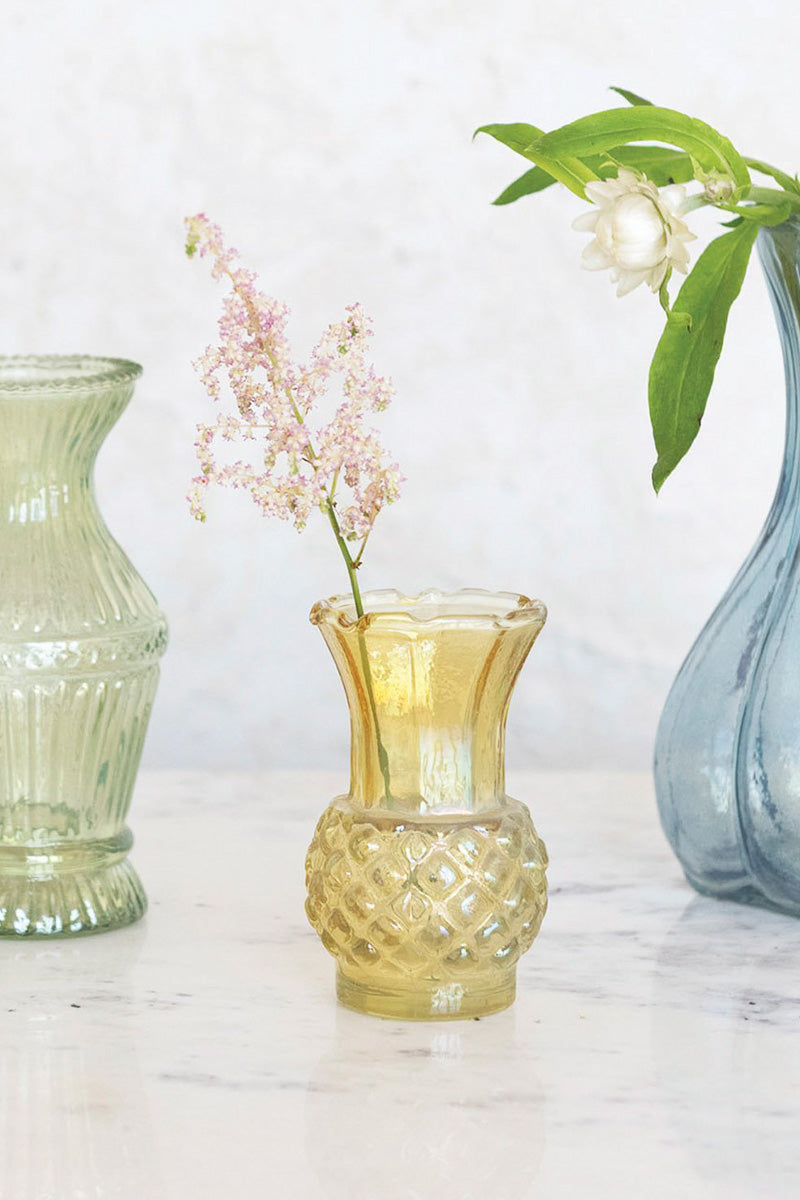 Creative Co-Op Debossed Glass Vase Small