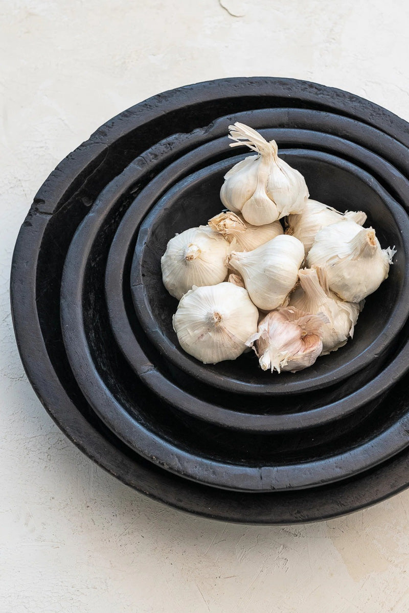 Creative Co-Op Decorative Reclaimed Wood Vintage Reproduction Bowls Black 16" Round