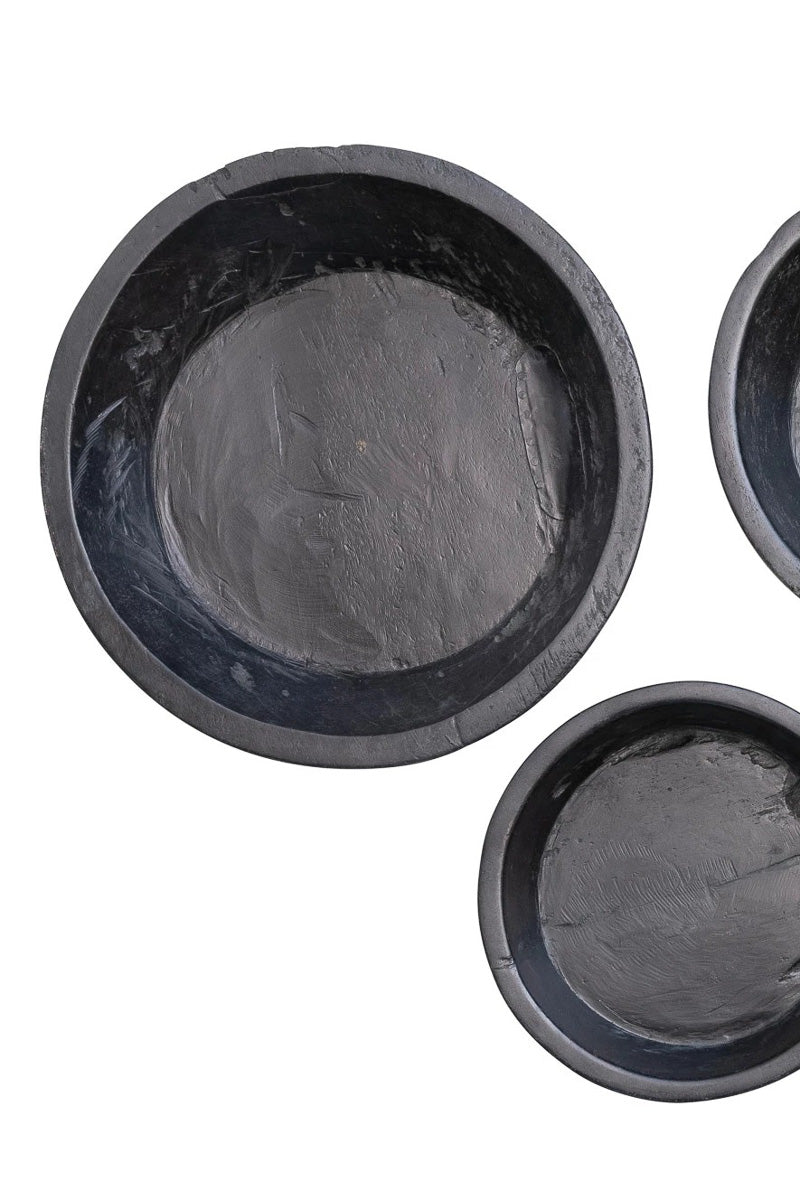 Creative Co-Op Decorative Reclaimed Wood Vintage Reproduction Bowls Black 18" Round