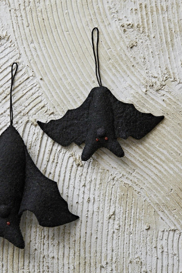 Ornament Bat Handmade Wool Felt Black 7.5"x4.5"