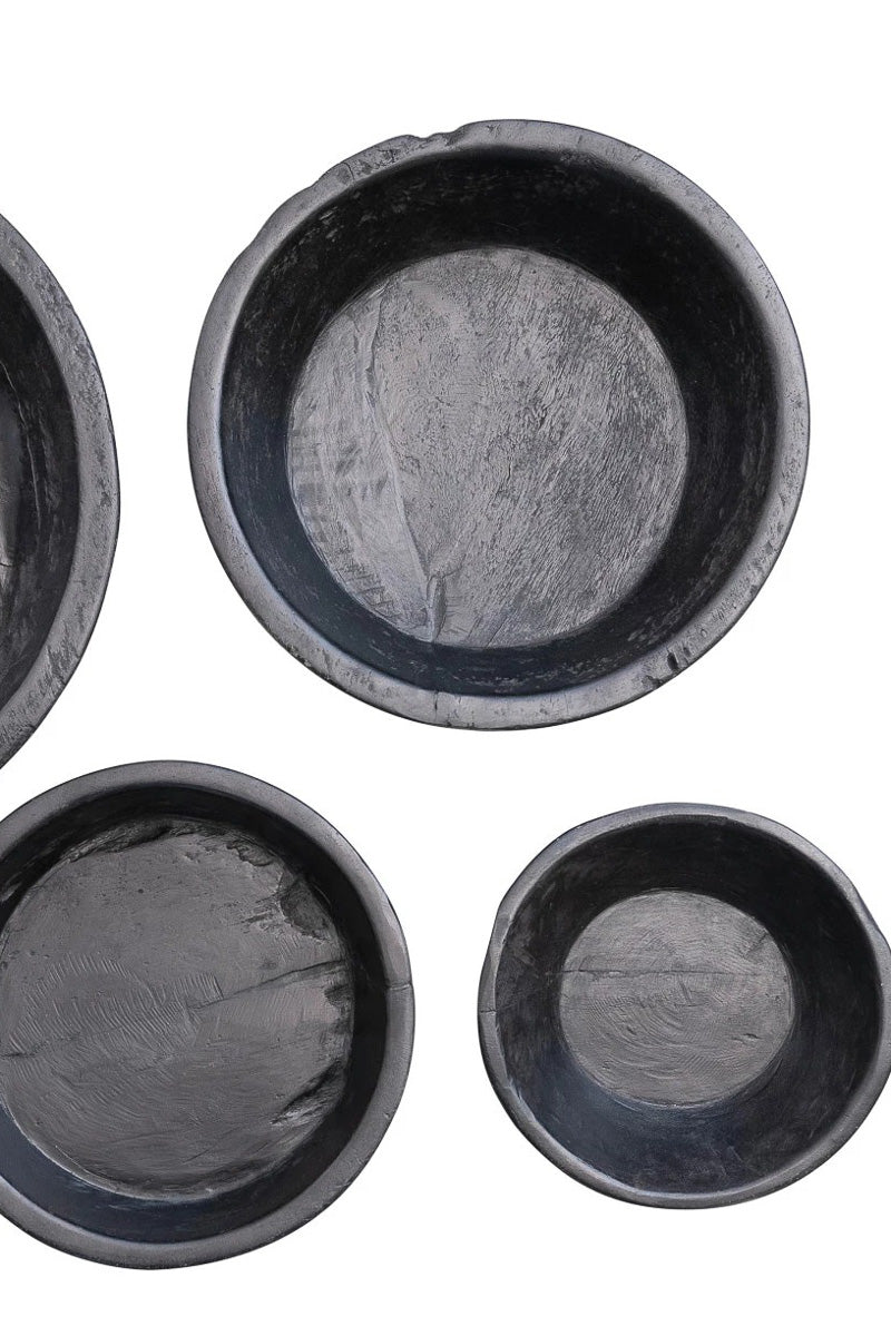 Creative Co-Op Decorative Reclaimed Wood Vintage Reproduction Bowls Black 16" Round