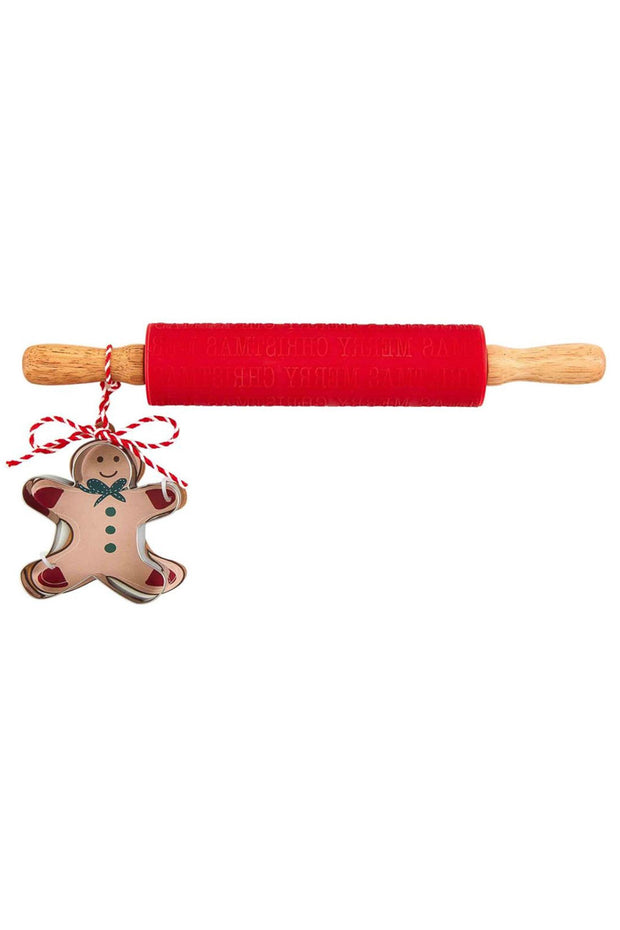 Rolling Pin & Cookie Cutter Merry Christmas Set