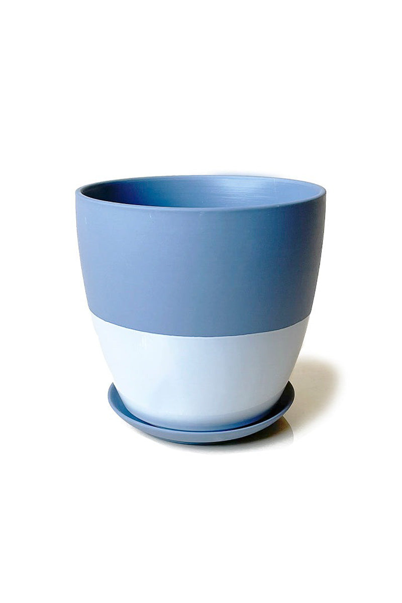 Chive Pot & Saucer Porcelain 3" Blue Grey