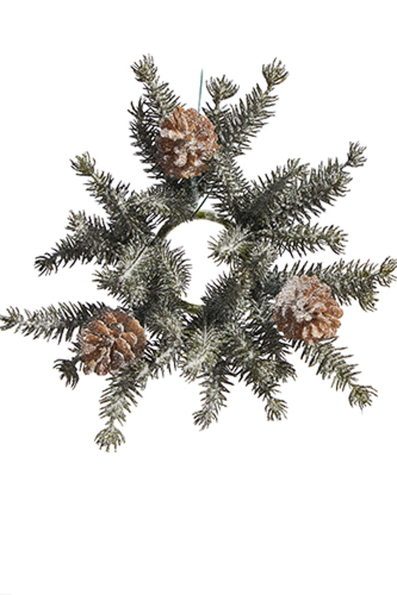 Iced Pine Mini Wreath Candle Ring 4.5"