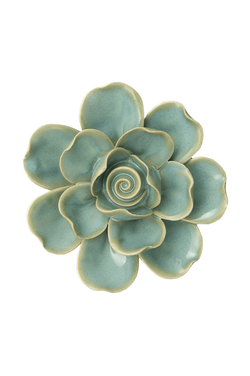 Chive Wall Art Ceramic  Gardenia Flower Teal