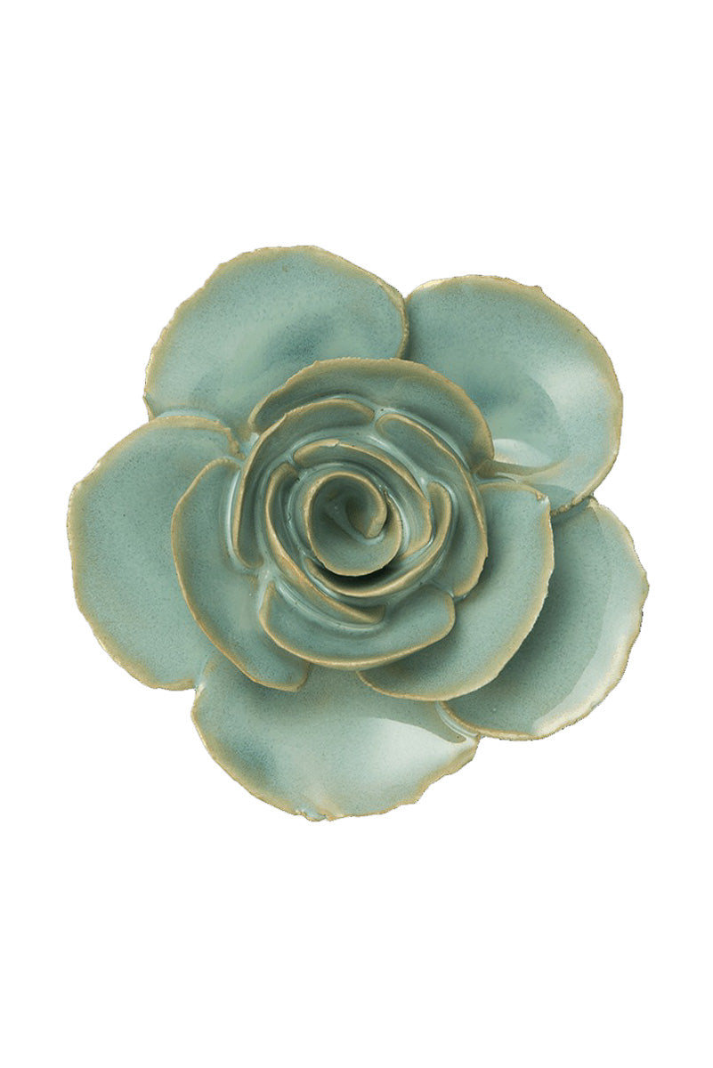 Chive Wall Art Ceramic Ranunculus Flower Teal