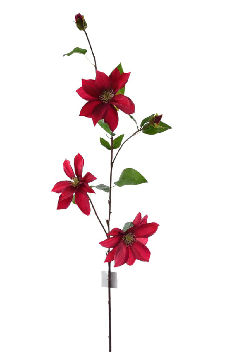 Faux Natural Touch Clematis Spray 36" Red