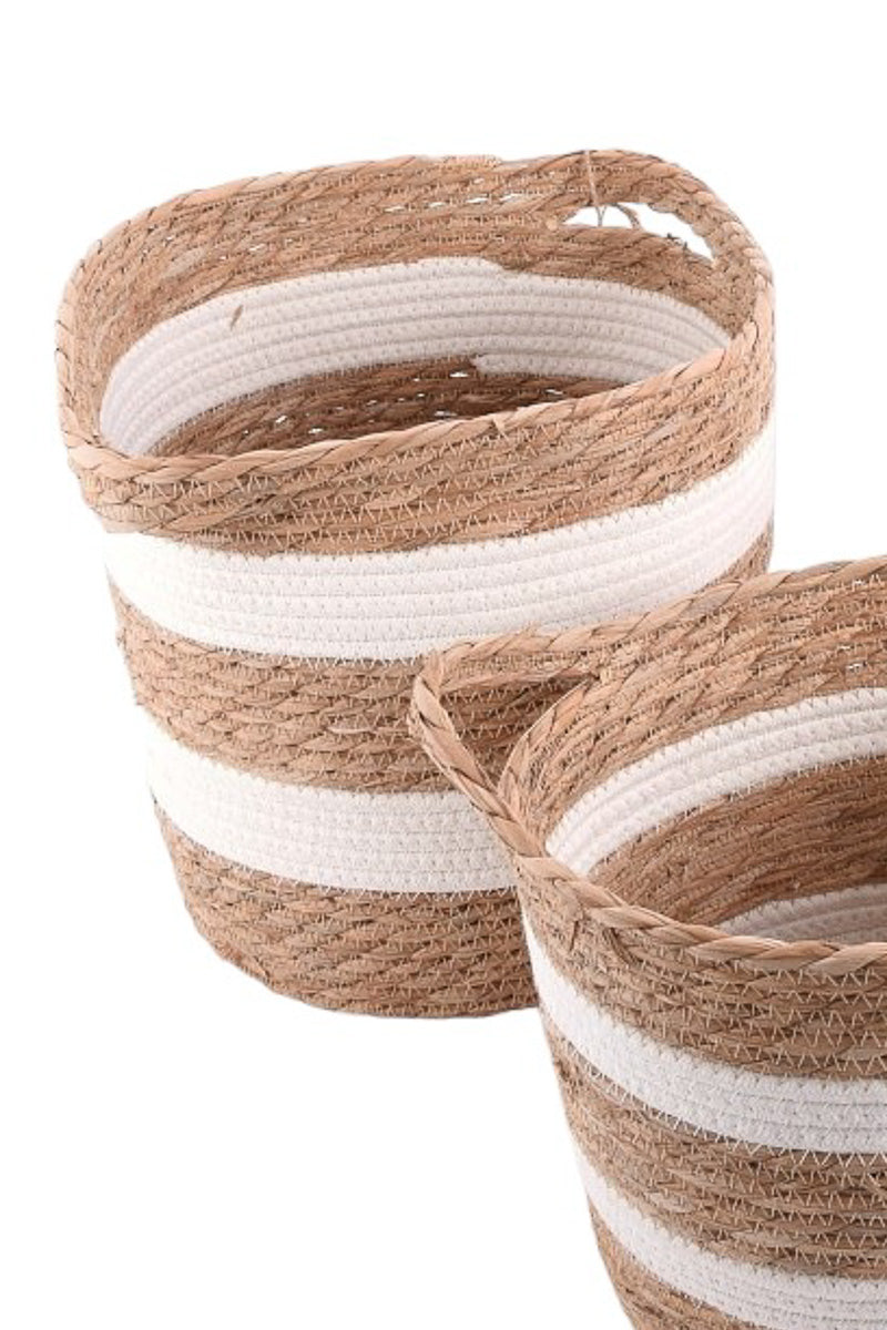 Basket with Handles Large Natural White