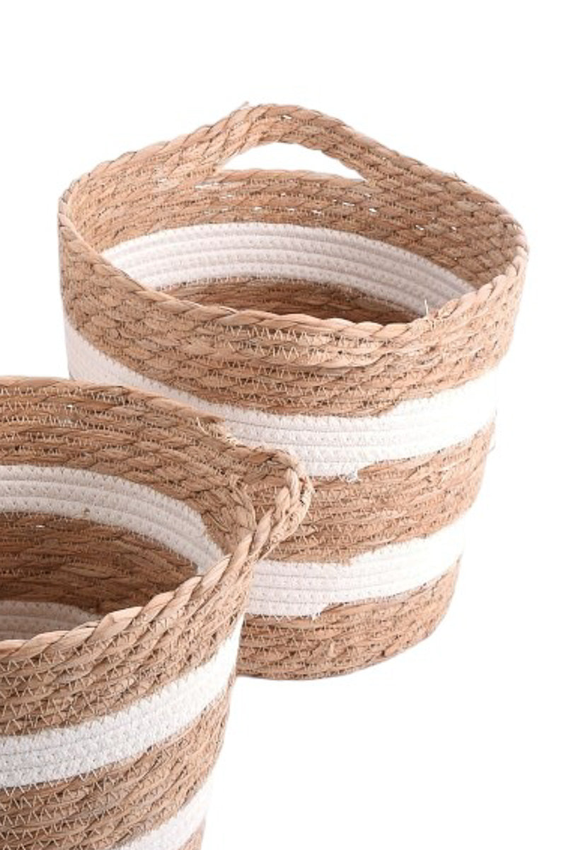 Basket with Handles Medium Natural White