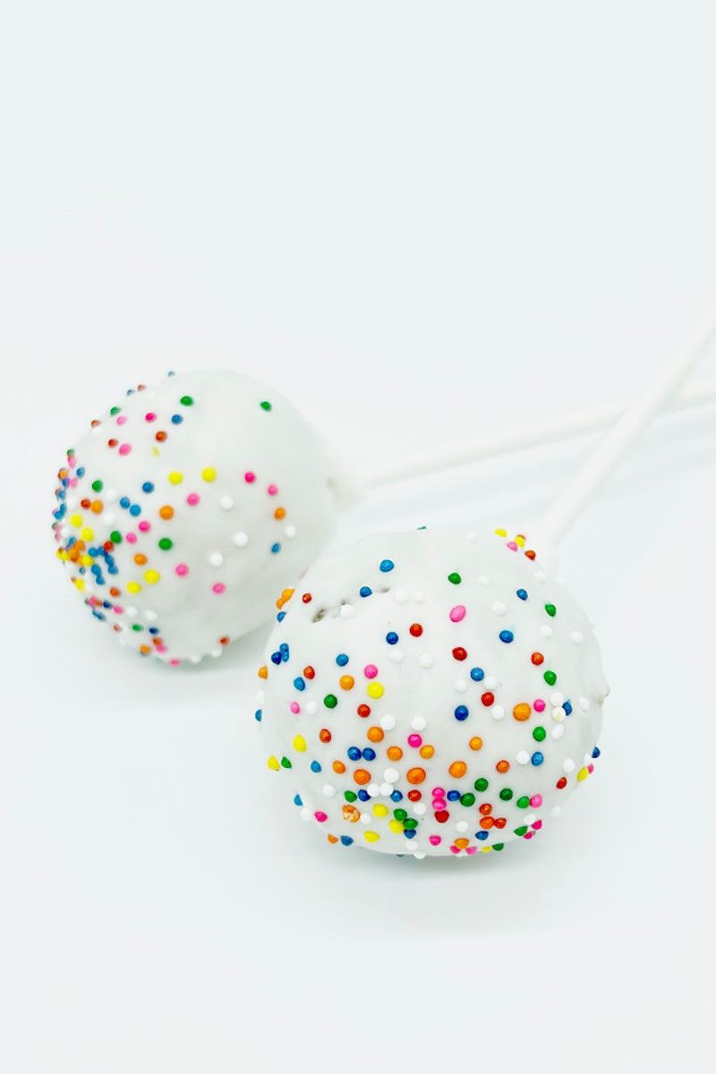 Rainbow Sprinkle Chewy Oat Cake Pop White