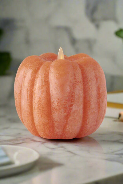 Wax Pumpkin Luminara Indoor Candle 4.5" Orange