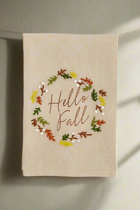 Towel Hello Fall French Knot