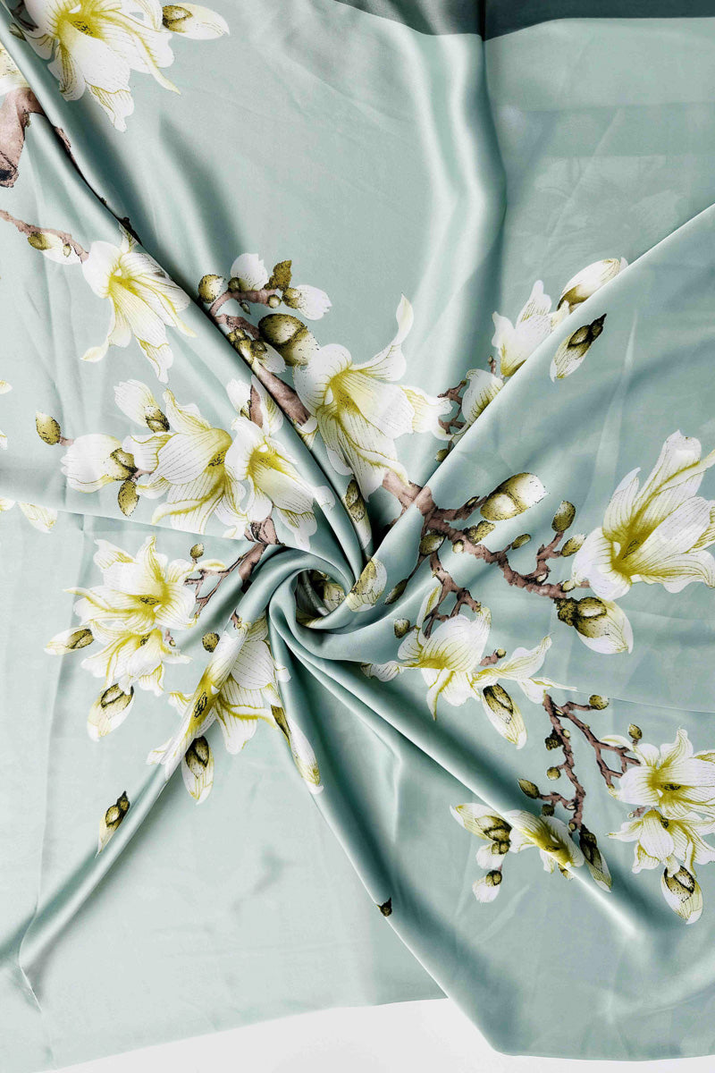 Silky Floral Scarf Aqua/Multi