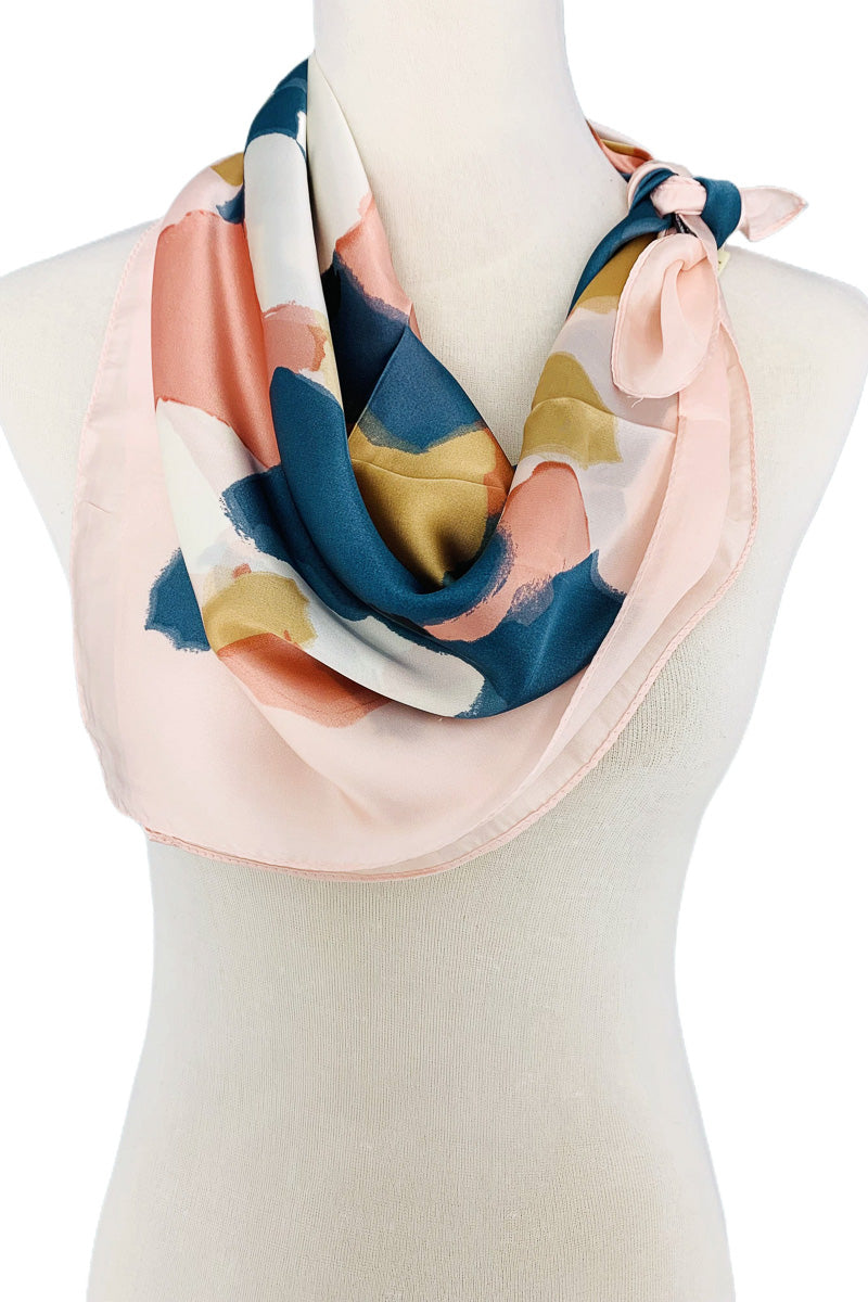 Abstract Floral Luxurious-Feel Square Scarf Pink
