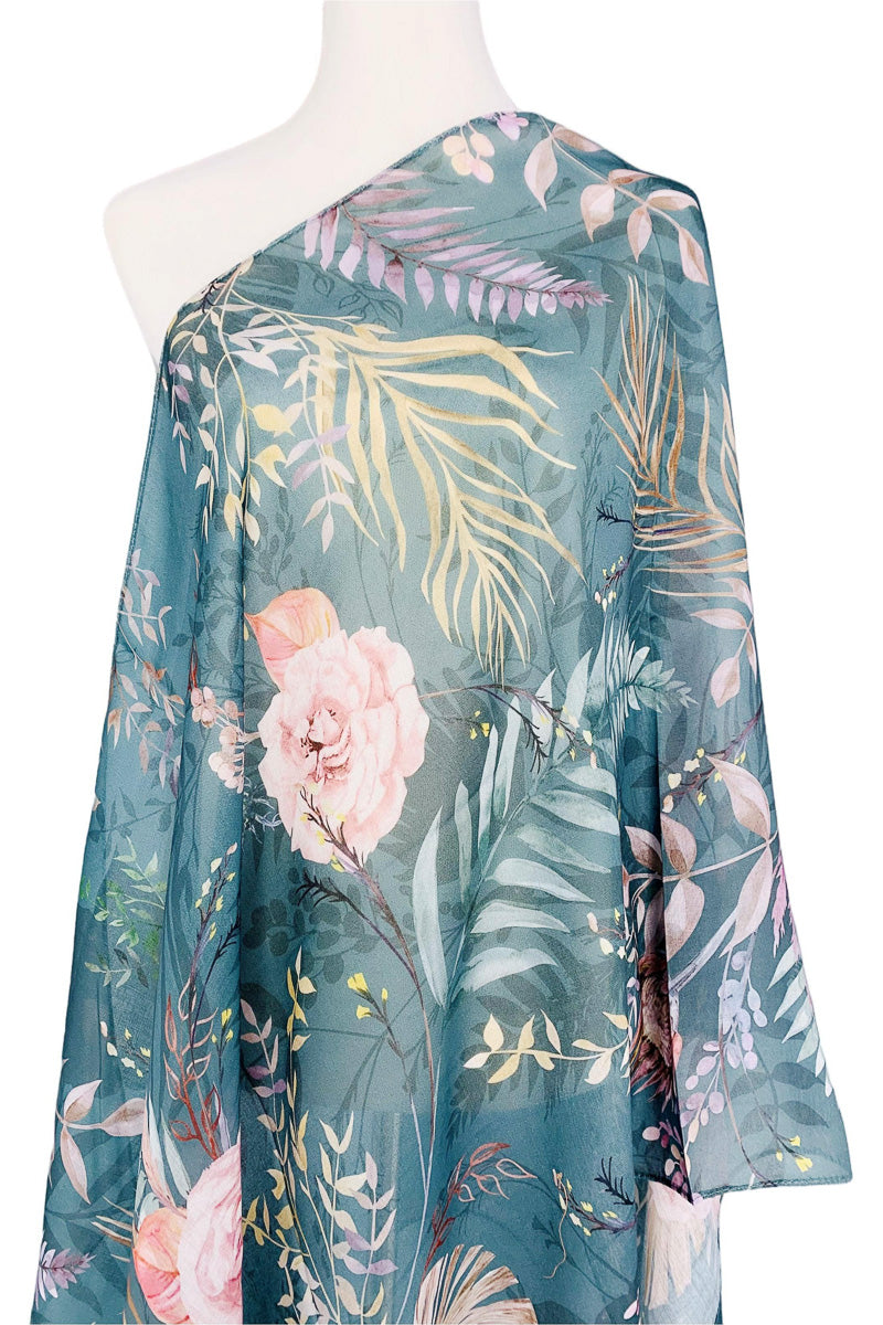 Floral Scarf Teal & Pink