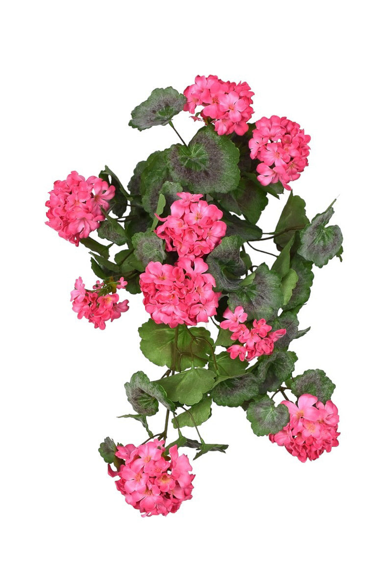Faux Geranium Hanging Bush 22" Pink