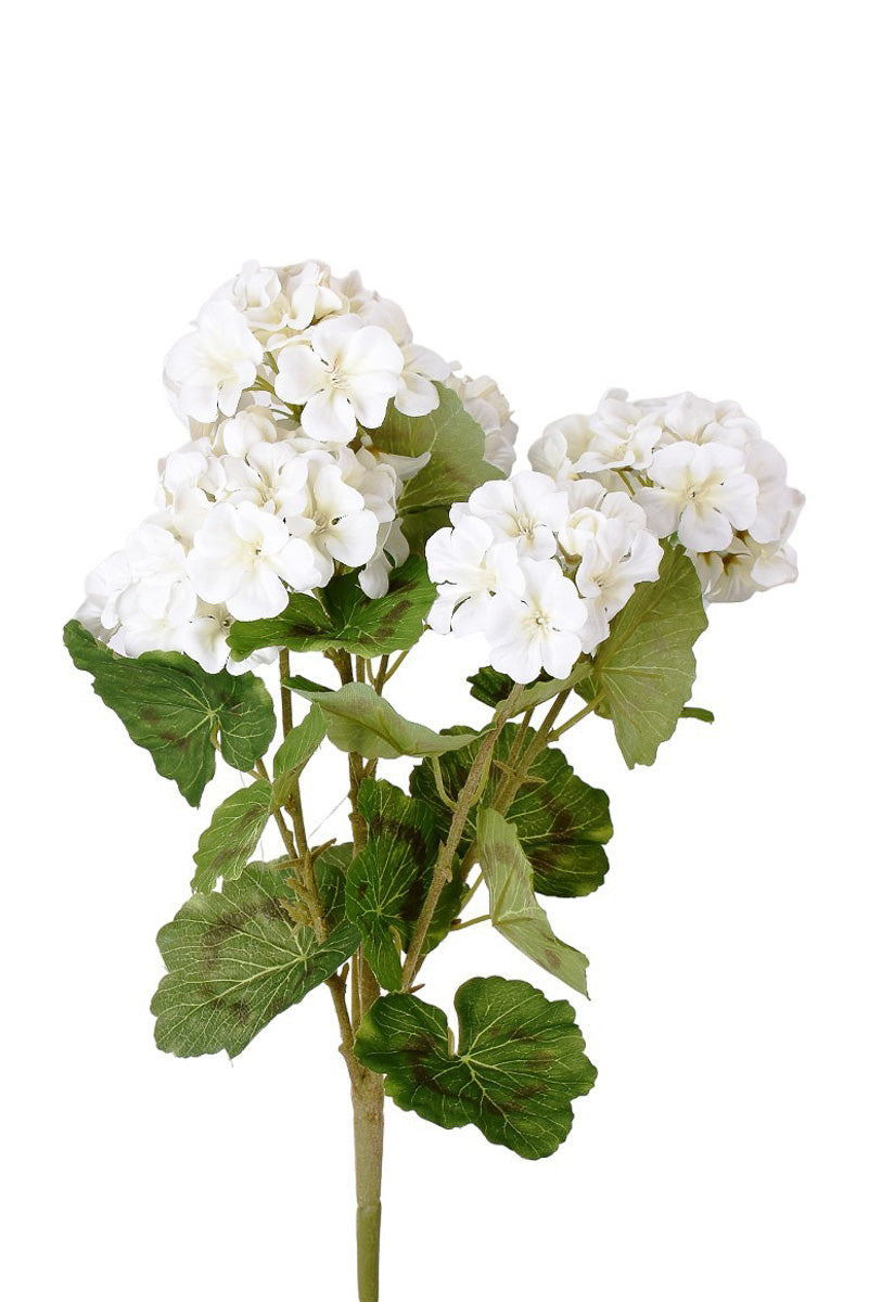 Faux Geranium Bush X7 18" White