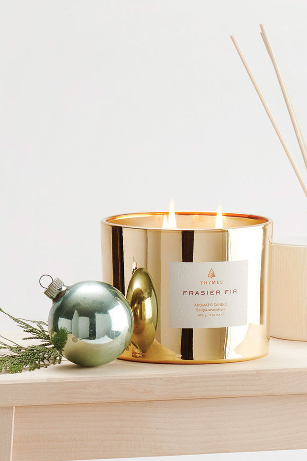 Thymes Gilded 3 Wick Candle Frasier Fir Gold