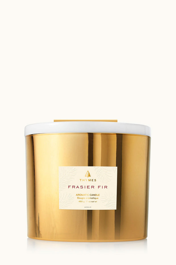 Thymes Gilded 3 Wick Candle Frasier Fir Gold