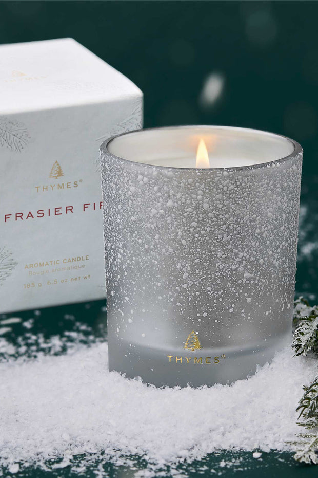 Thymes Flocked Candle Frasier Fir Medium