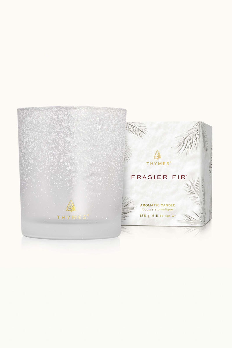 Thymes Frasier Fir Flocked Poured Candle 6.5 oz