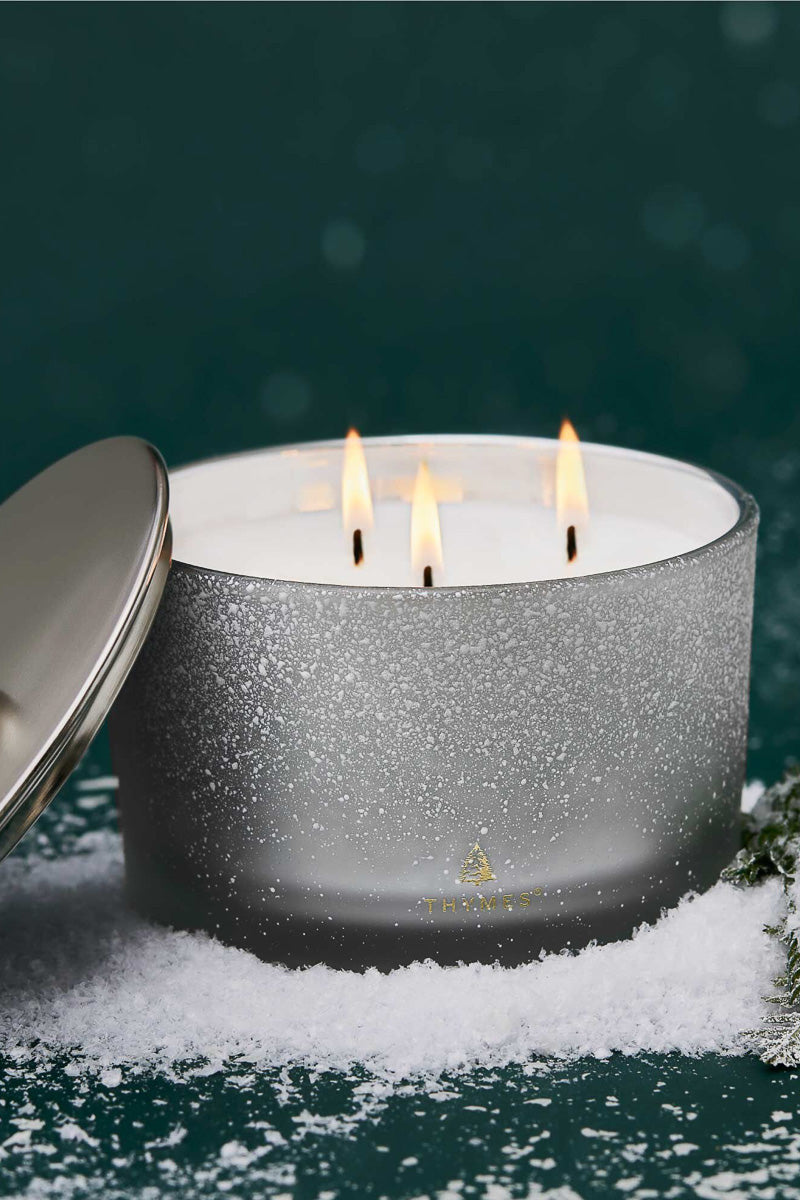 Thymes Frasier Fir Flocked Large Poured Candle 3-Wick