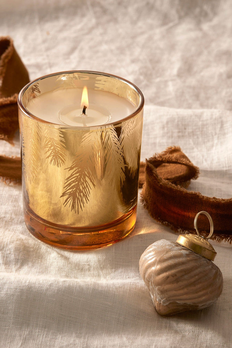 Thymes Frasier Fir Gilded Poured Candle 6.5 oz Gold