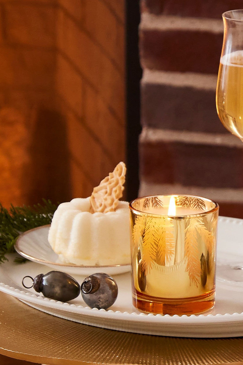 Thymes Frasier Fir Gilded Poured Candle 6.5 oz Gold