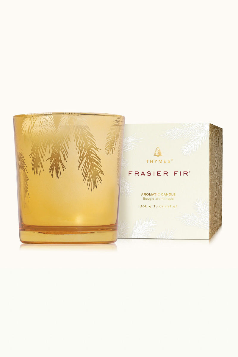 Thymes Frasier Fir Gilded Poured Candle 13 oz Gold