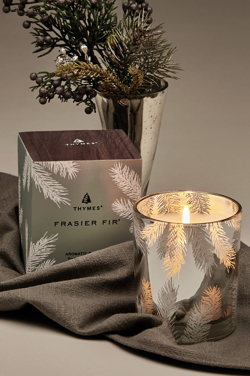 Thymes Frasier Fir Statement Poured Candle 6.5 oz Silver