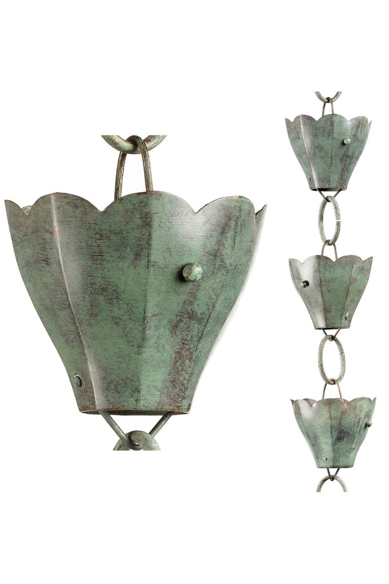 Tulip Rain Chain Verde 8.5' Blue Verde Copper