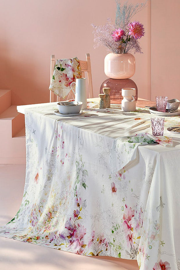 Garnier-Thiebaut Jardin Sauvage Blanc Tablecloth 61“ x 61”