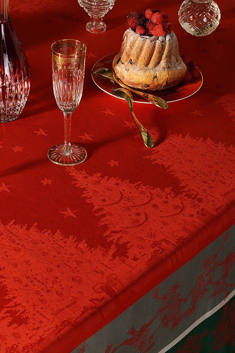 Garnier-Thiebaut Cadeaux De Noel Tablecloth 69"x100" Rouge