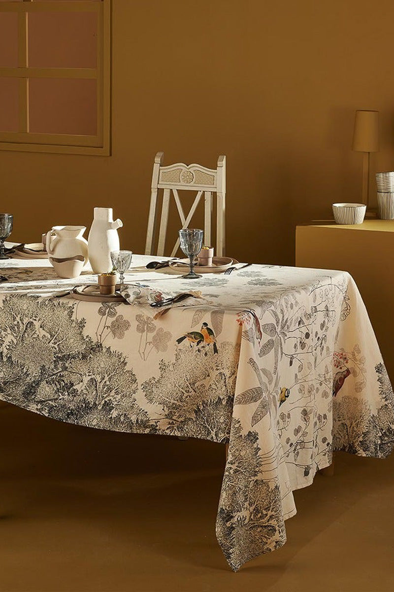 Garnier-Thiebaut Monochrome Tablecloth 61"x89" Fusain