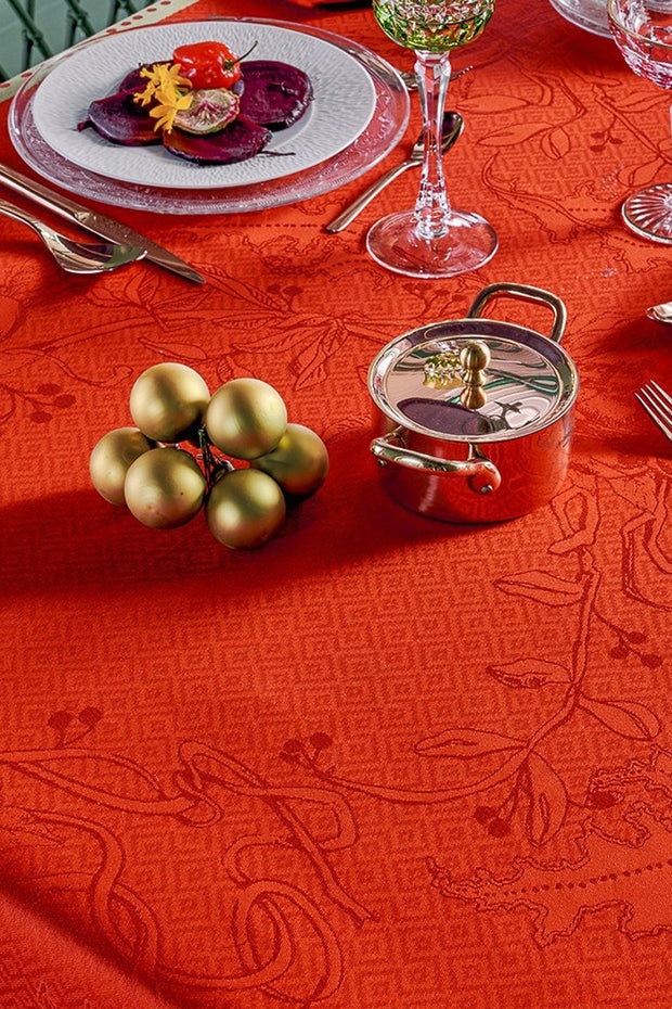 Garnier-Thiebault Noel Fruite Tablecloth Rouge 69"x69"