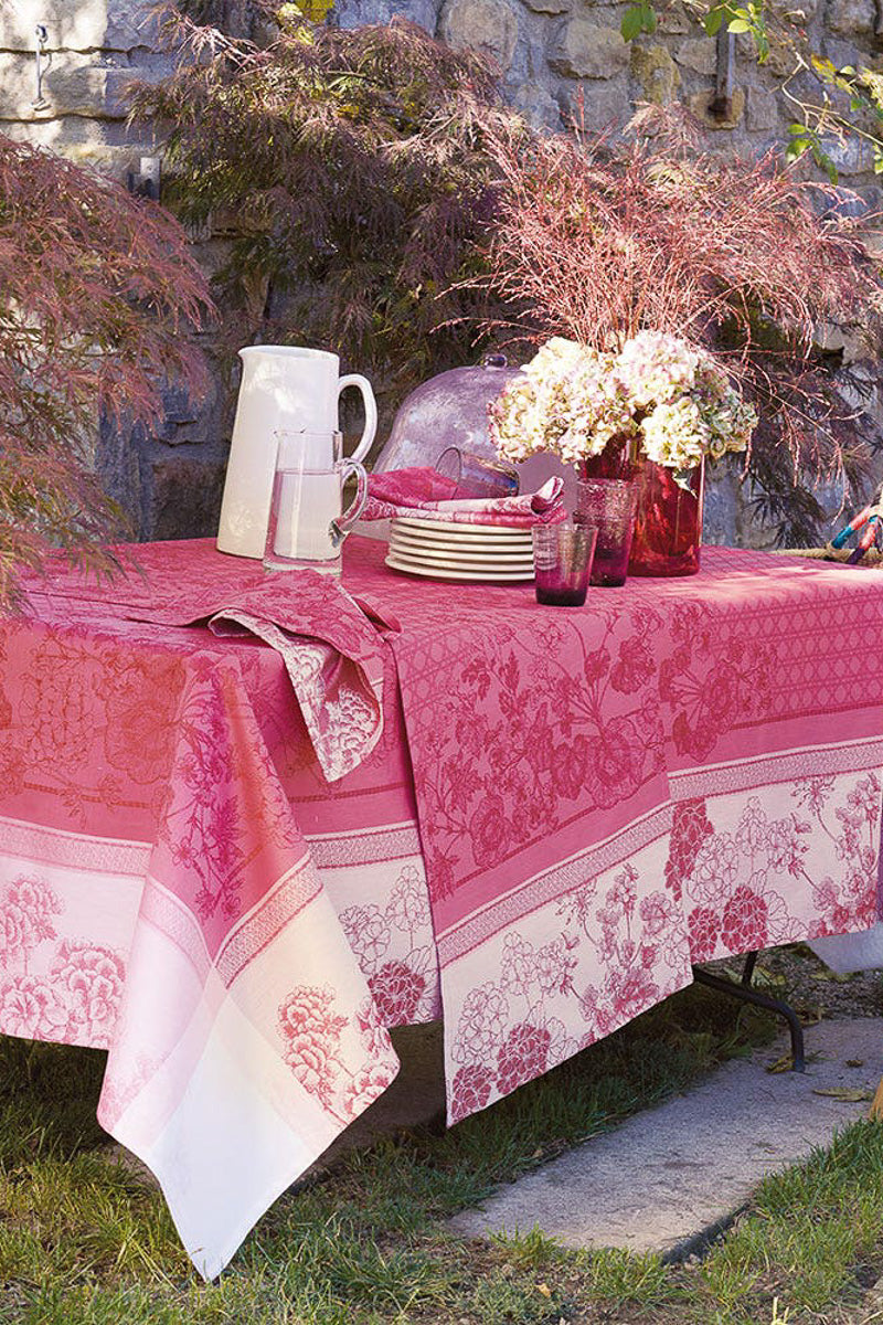 Garnier-Thiebaut Geraniums Tablecloth 69"x120" Rose