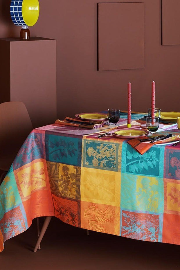 Garnier-Thiebaut Mille Vegetaux Sunset Tablecloth 69" x 69"