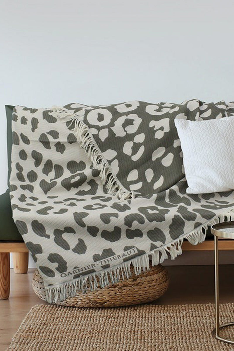 Garnier-Thiebaut Leopard Throw 51"x67" Kaki