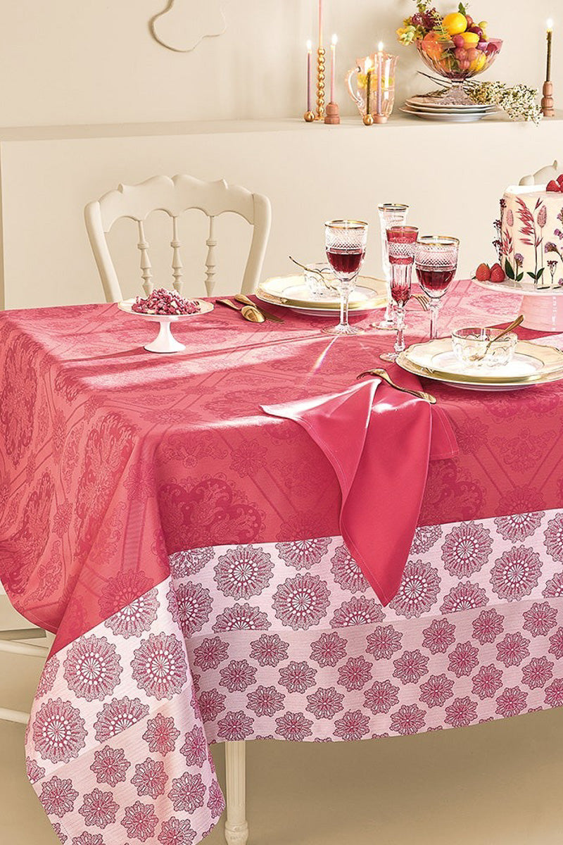 Garnier-Thiebaut Mille Rosecas Tablecloth 71"x98" Framboise