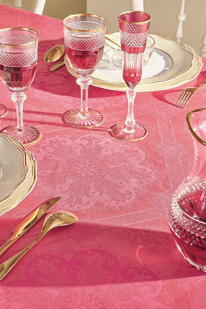 Garnier-Thiebaut Mille Rosaces Coated Tablecloth Framboise