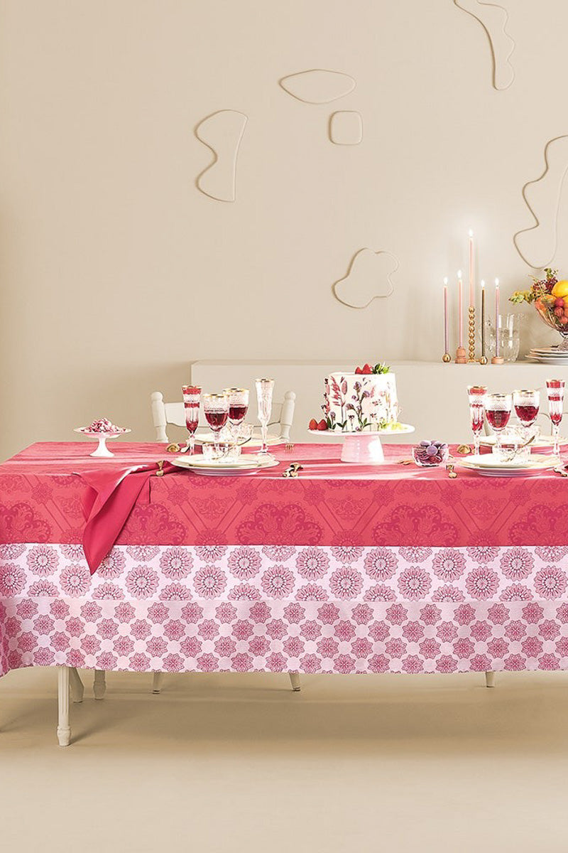 Garnier-Thiebaut Mille Rosecas Tablecloth 71"x98" Framboise
