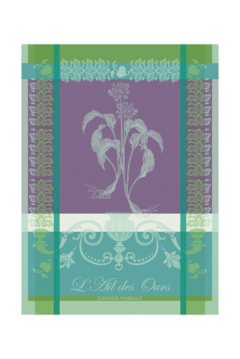 Garnier-Thiebaut Ail Des Ours Jacquard Cotton Kitchen Towel  22"x 30" Emeraude