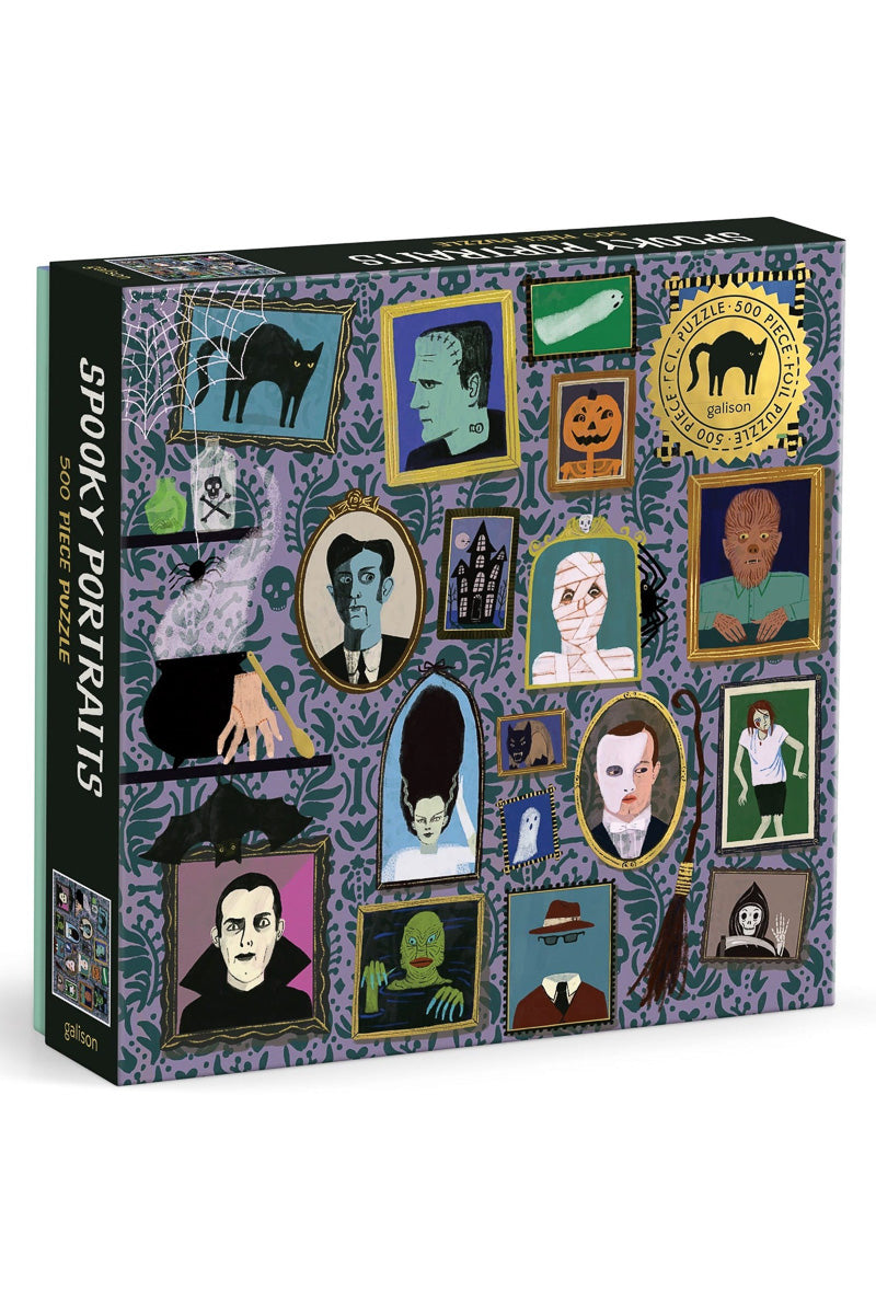 Galison Spooky Portraits Foil Puzzle 500 Pieces