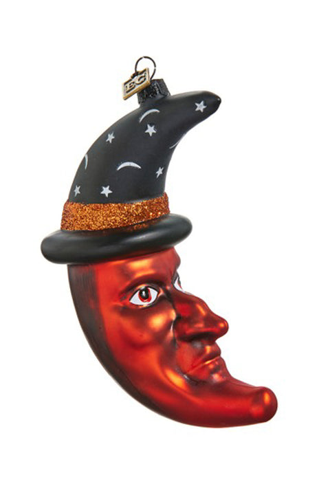 Witchy Moon with Hat Ornament 4.75"