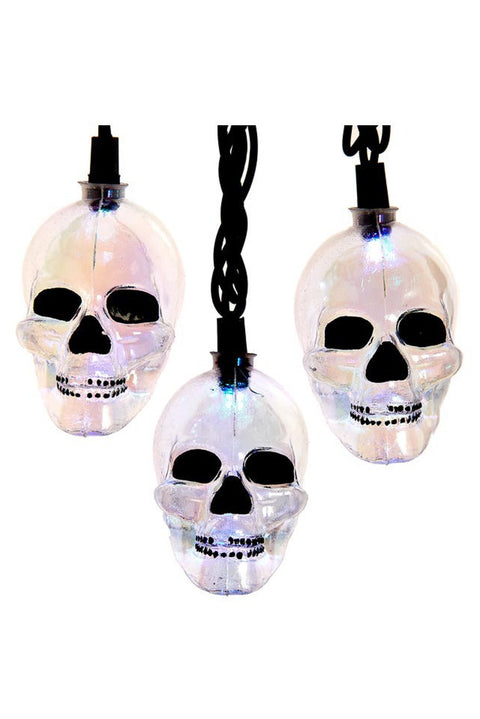 UL Red Gold Blue LED Glitter Skull Ten Light Set