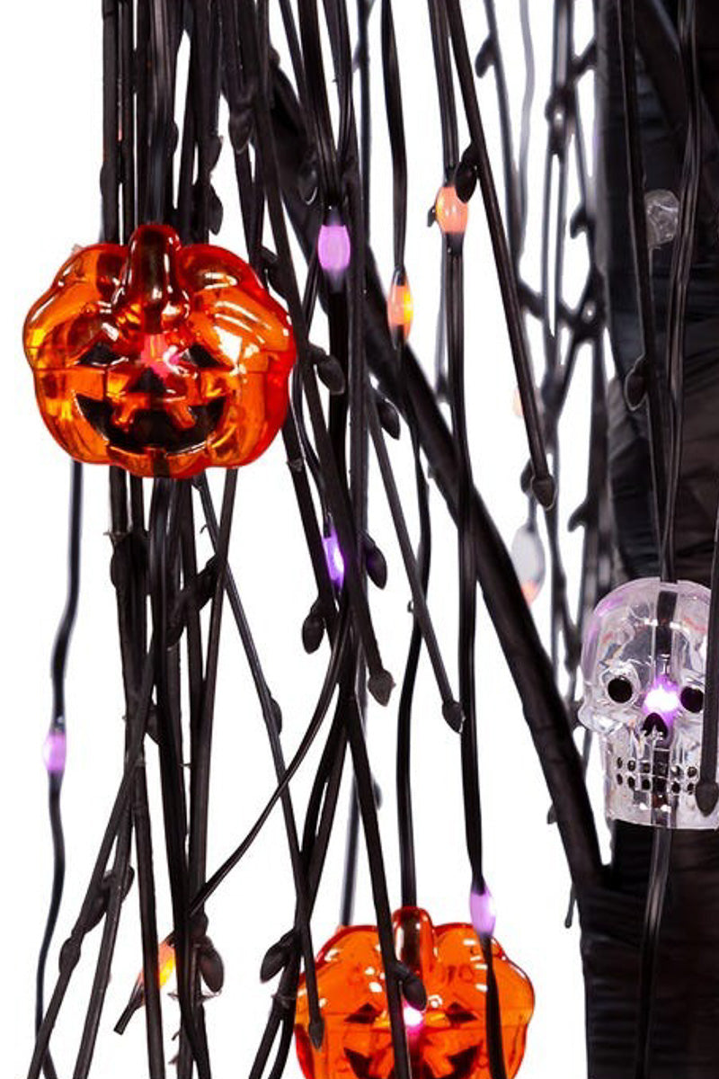Willow Tree with Three Hundred Twenty Purple Orange Fairy Lights 6'