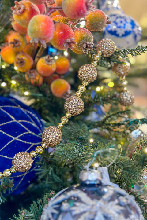 Brown Glitter Ball Garland 9'