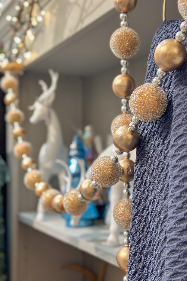 Beaded Balls Garland Champagne 5'