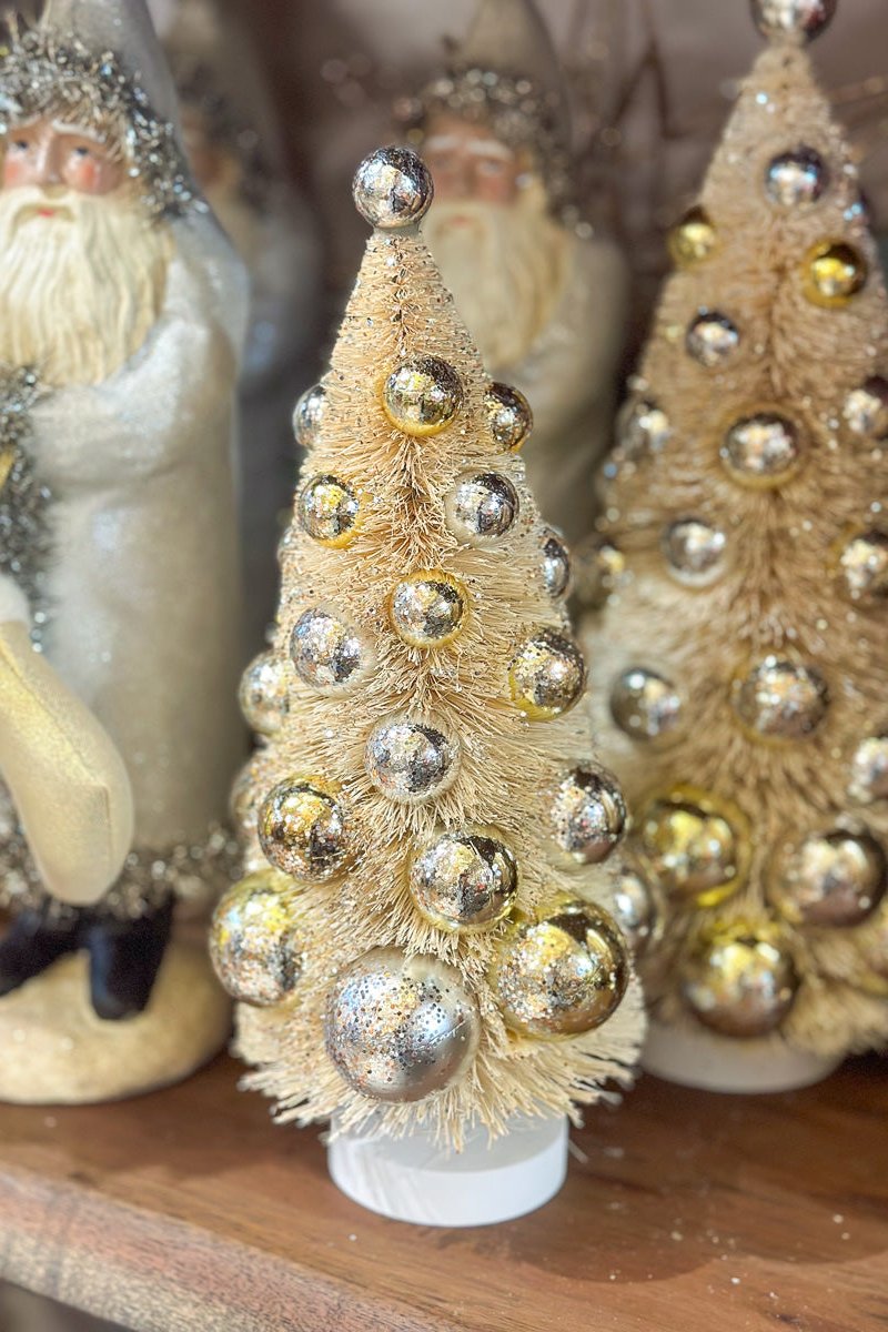 Cream Sisal Tree with Beads 11"