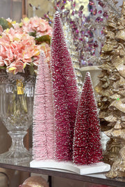 Faux Bottle Brush Tree Forest 18" Pink/Red